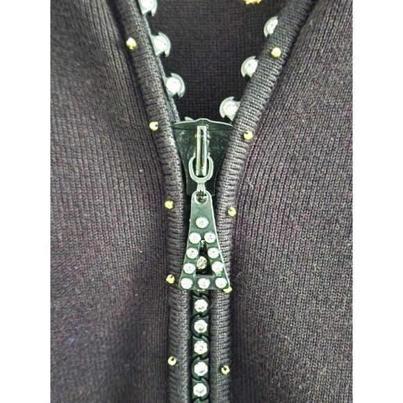 SWEATER JACKET & TANK-BEREK-Rhinestones-Appliques-Black-Gold-2 Piece-Size XL - Picture 6 of 15